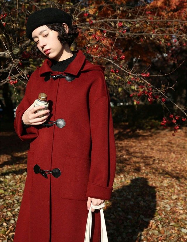 圧巻の可愛さ✨美品　バーバリーロンドン ロング丈 ダッフルコート フード 赤 楽天市場】ダッフルコート レディース ロング 秋冬 コート 冬 アウター