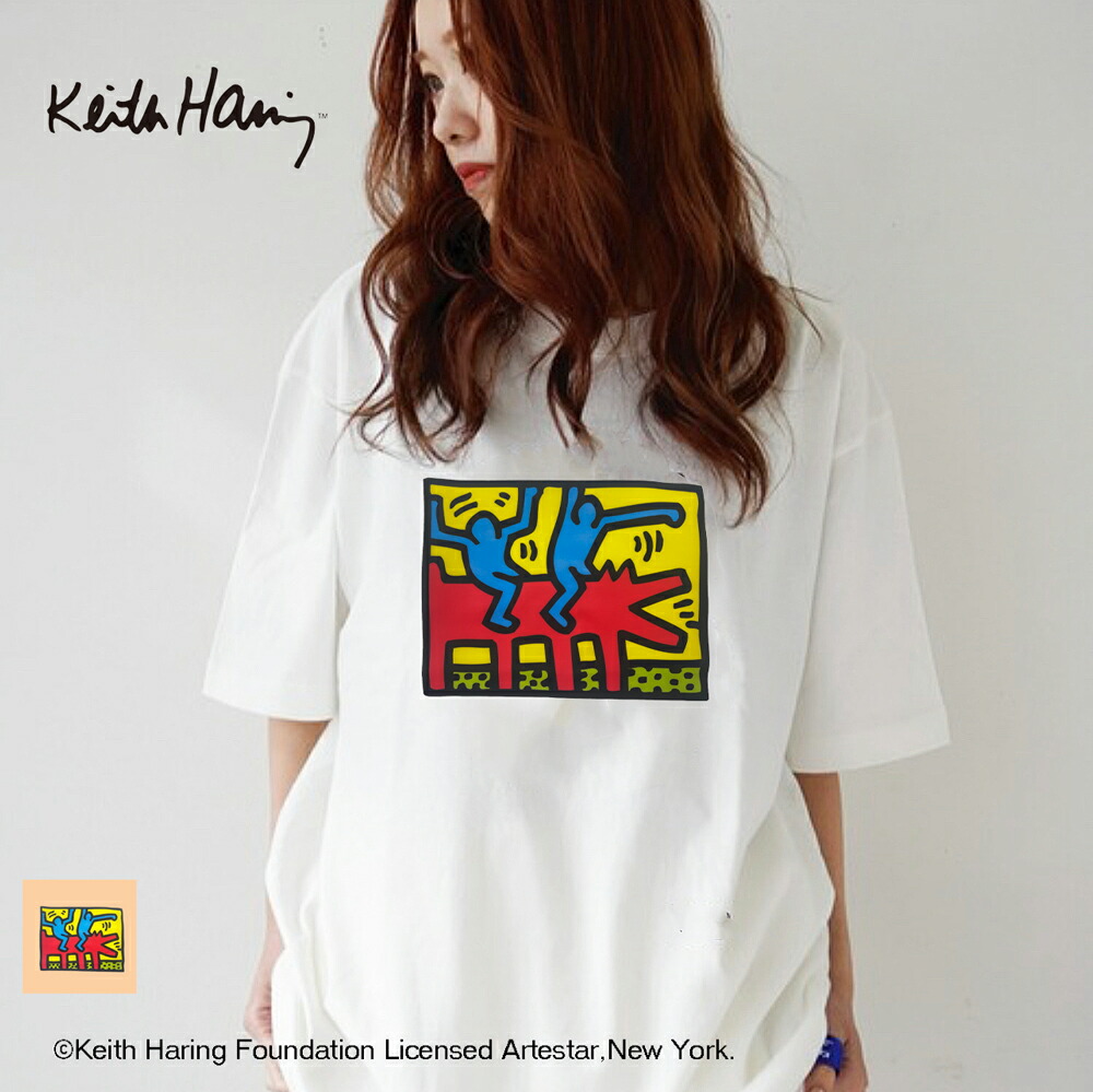 tシャツ HARING　クルーBASICロングTシャツ レディース Keith Haring（キース・ヘリング）の「【 Keith Haring / キース