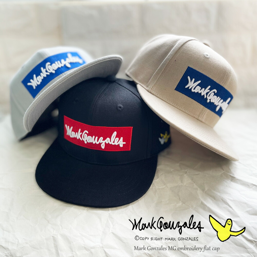 【Mark Gonzales (マークゴンザレス) ゴンバト フラット キャップ 帽子 帽子 刺繍 ロゴ 2G9-61127 2G9-61128  ART BY MARKGONZALES アートバイ マークゴンザレス ゴンバト 刺繍 ローキャップ NOLITA fairy stone