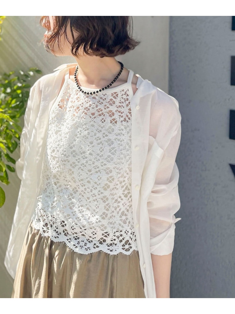 ウォッシャブルクロッシェレースアメスリタンクトップ NOLLEY sophi ノーリーズ トップス シャツ・ブラウス ホワイト【送料無料】[ Fashion]
