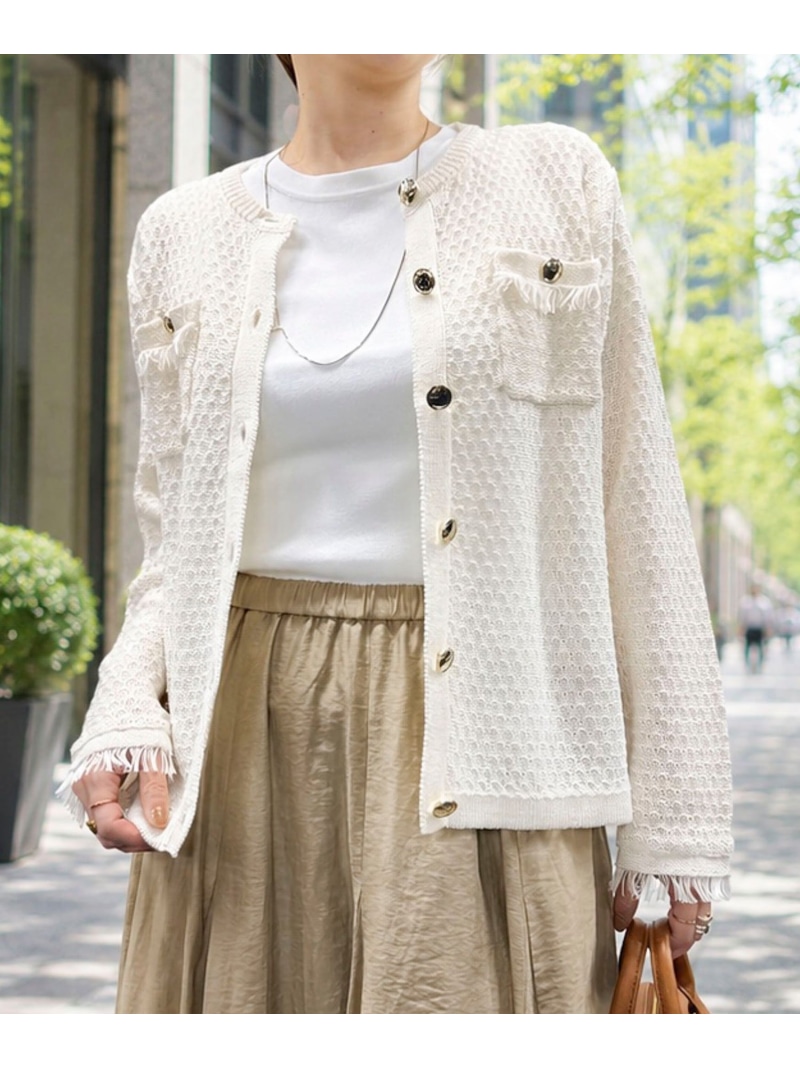 【SALE／50%OFF】GIMAメッシュカーディガンジャケット NOLLEY'S sophi ノーリーズ ジャケット・アウター ノーカラージャケット ブラック ホワイト【RBA_E】【送料無料】[ Fashion]｜NOLLEY&rsquo;S ONLINE
