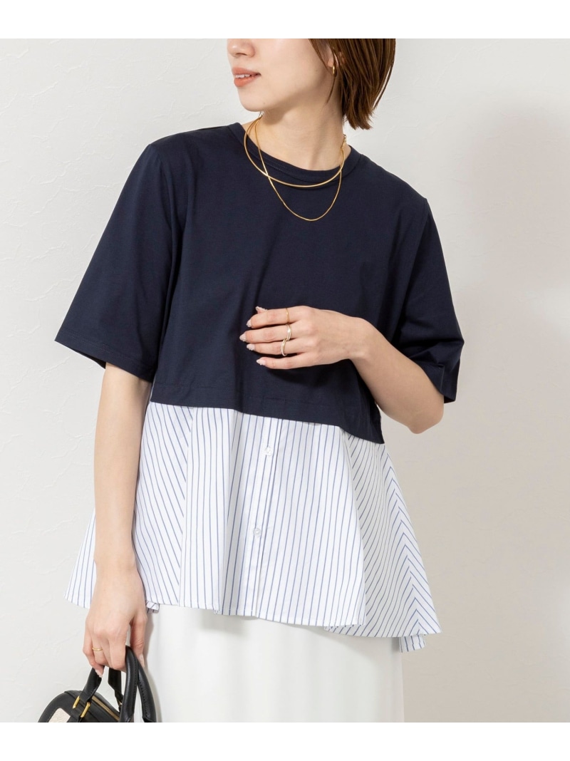 【TRRAZZO DONNA/トラッゾドンナ】Docking Flare Top NOLLEY'S ノーリーズ トップス カットソー・Tシャツ グレー ネイビー ホワイト【送料無料】[ Fashion]
