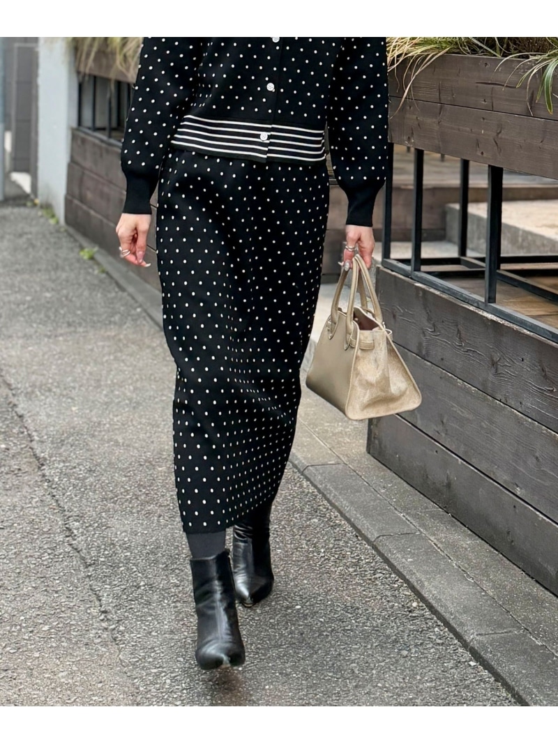 【SALE／30%OFF】《セットアップ対応》エステルニットドットスカート MICO COULIER ノーリーズ スカート ミディアムスカート ブラック【RBA_E】【送料無料】[ Fashion]