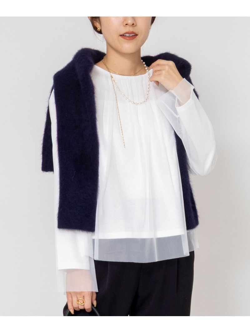 ウォッシャブルチュールレイヤード2WAYトップ NOLLEY\u0027S ノーリーズ トップス プルオーバー・トップ 黒いこと 白いこと【貨物輸送無料】[ Fashion]