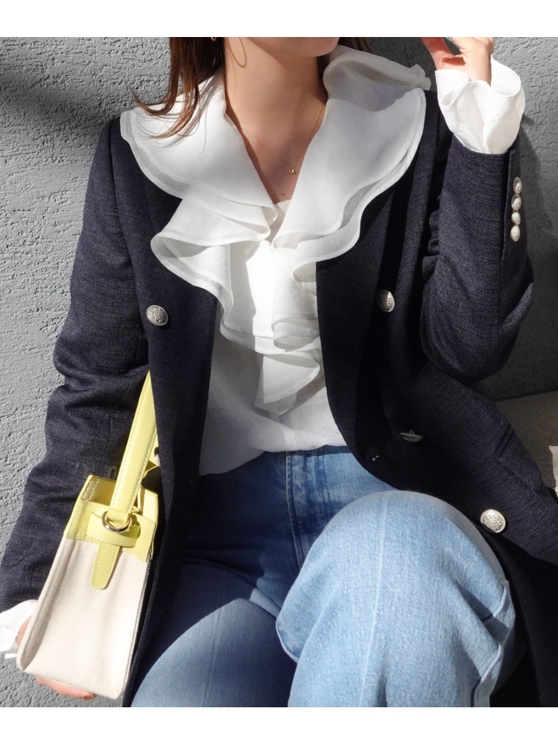 【SALE／40%OFF】ウォッシャブルラッフルカラーブラウス NOLLEY\u0027S ノーリーズ トップス プルオーバー・トップ 緑であること 白いこと 米国海軍【RBA_E】【貨物輸送無料】[ Fashion]