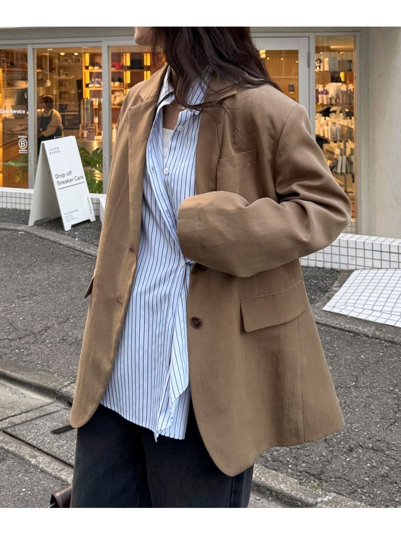 【SALE／40%OFF】リネン混ラチネオーバージャケット fredy emue フレディ アンド 奇怪千万はやりっ児 ジャケット・アウター テーラードジャケット・ブレザー ベージュ 赤銅色【RBA_E】【貨物輸送無料】[ Fashion] レディースファッション-コート・ジャケット