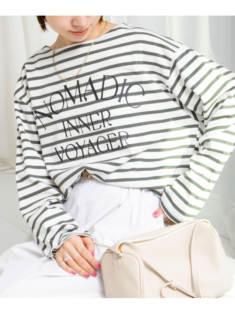 【WEB限定】ウォッシャブルボーダープリントロンTee NOLLEY'S ノーリーズ トップス カットソー・Tシャツ グリーン ホワイト ネイビー【送料無料】[ Fashion]