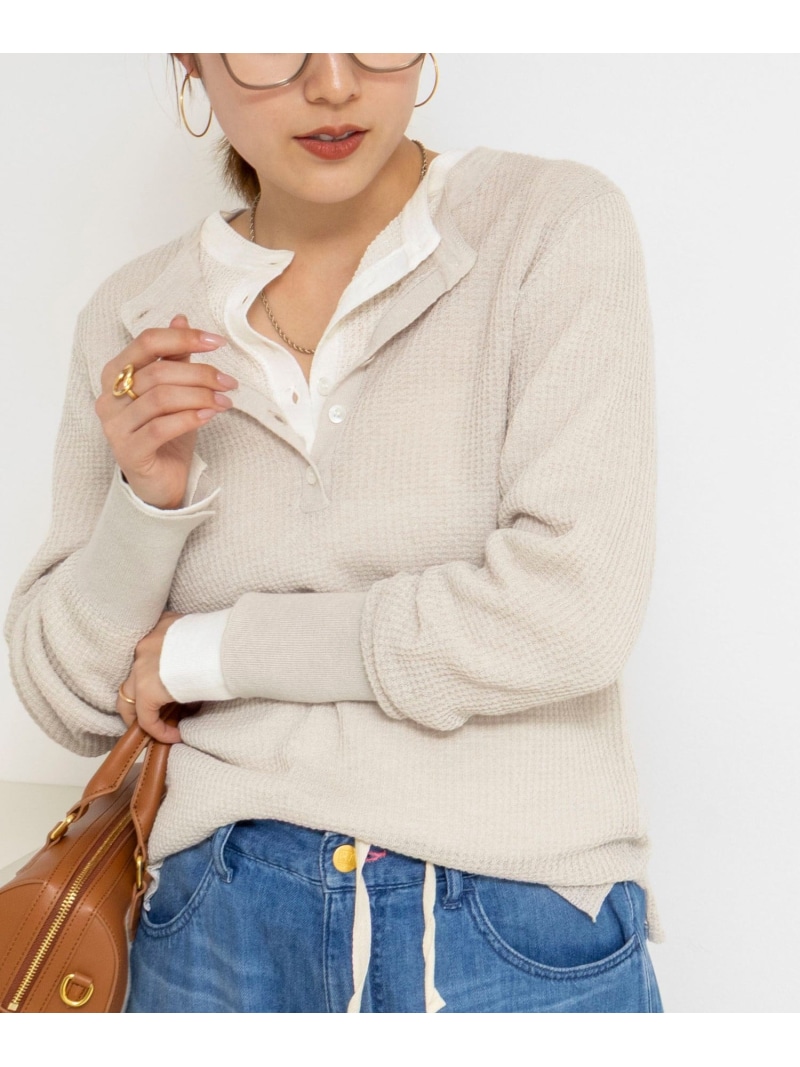 《手洗い可能》ギマポリコットンワッフルヘンリーネックプルオーバー 2nd NOLLEY'S ノーリーズ トップス ニット グレー ブラック ホワイト【送料無料】[ Fashion]