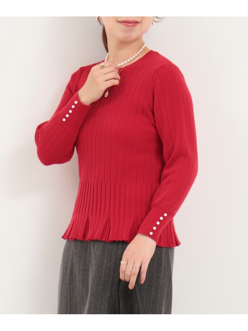 【SALE／20%OFF】ティアードリブニットプルオーバー MICO COULIER ノーリーズ トップス ニット レッド グレー ブラウン【RBA_E】【送料無料】[ Fashion]