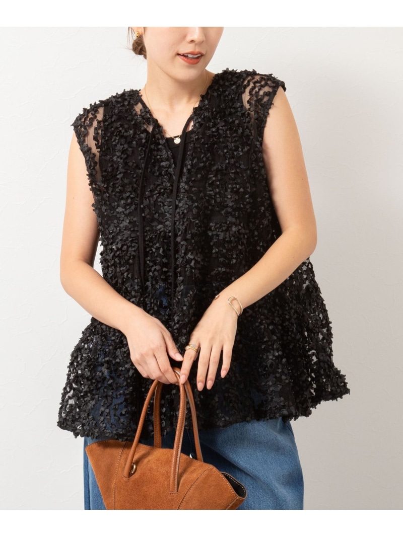【SALE／40%OFF】フラワーチュールティアードブラウス NOLLEY'S ノーリーズ トップス シャツ・ブラウス ホワイト ブラック【RBA_E】【送料無料】[ Fashion]