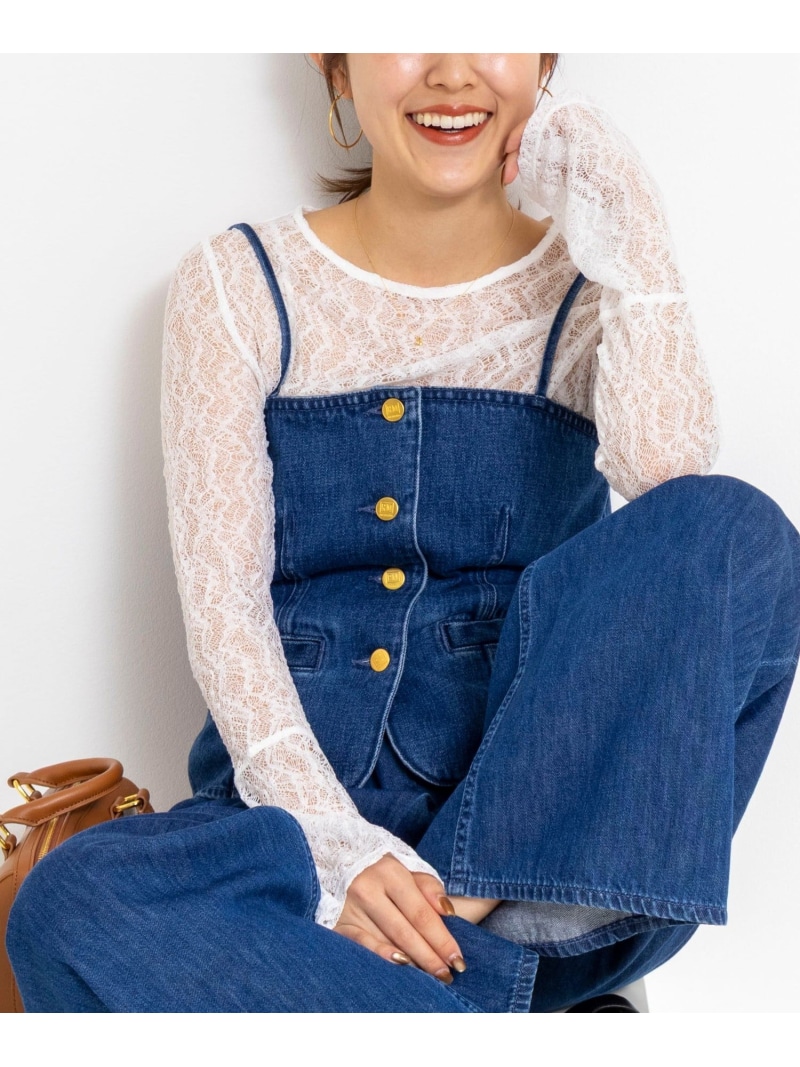 ウォッシャブル袖フレアレースロンT NOLLEY'S ノーリーズ トップス カットソー・Tシャツ ブラック ホワイト【送料無料】[ Fashion]