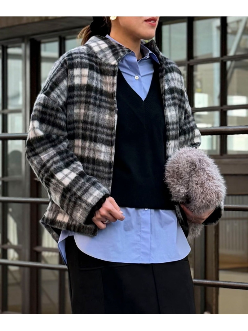 【SALE／50%OFF】シャギーチェック後コクーンショートコート MICO COULIER ノーリーズ ジャケット・アウター その他のジャケット・アウター ブラウン グレー【RBA_E】【送料無料】[ Fashion]｜NOLLEY&rsquo;S ONLINE