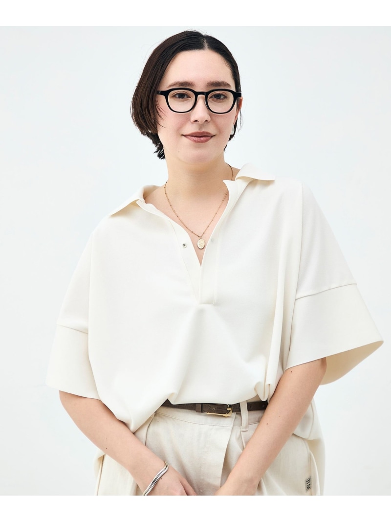 ウォッシャブルポロ襟ハーフスリーブジョーゼットダンボール Rie Miller ノーリーズ トップス ポロシャツ ホワイト ブラック【送料無料】[ Fashion] 10,868円
