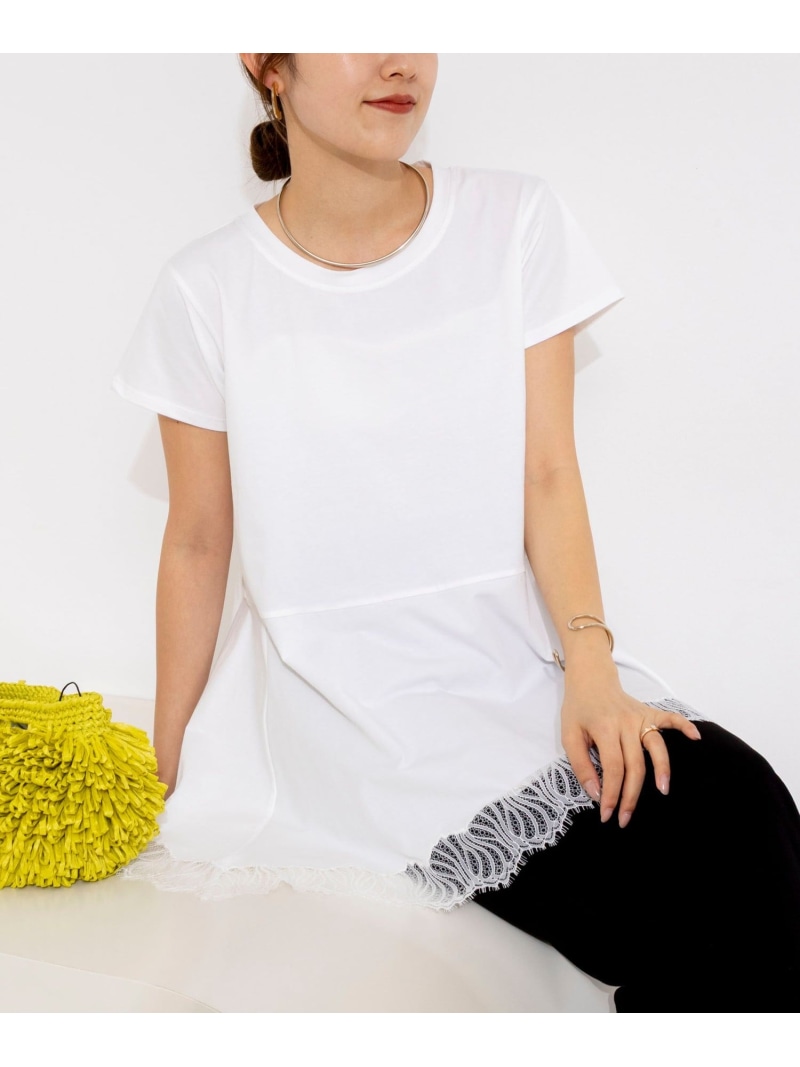 【SALE／30%OFF】【WEB押さえる】ウォッシャブルヘムレースカットソー NOLLEY\u0027S ノーリーズ トップス カットソー・プルオーバー 黒いこと 白いこと【RBA_E】【貨物輸送無料】[ Fashion]