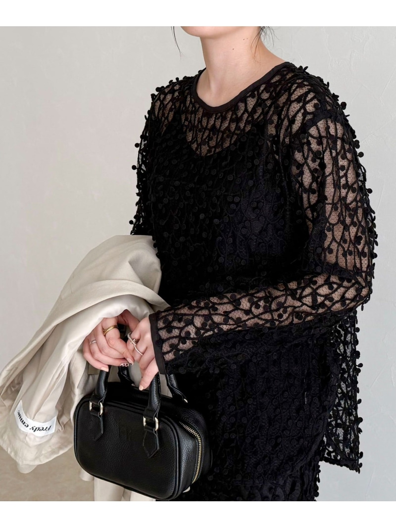 【SALE／30%OFF】《セットアップ対応》フォーカスドット刺繍プルオーバー fredy emue フレディ アンド グロスター トップス シャツ・ブラウス ブラック ホワイト【RBA_E】【送料無料】[ Fashion]