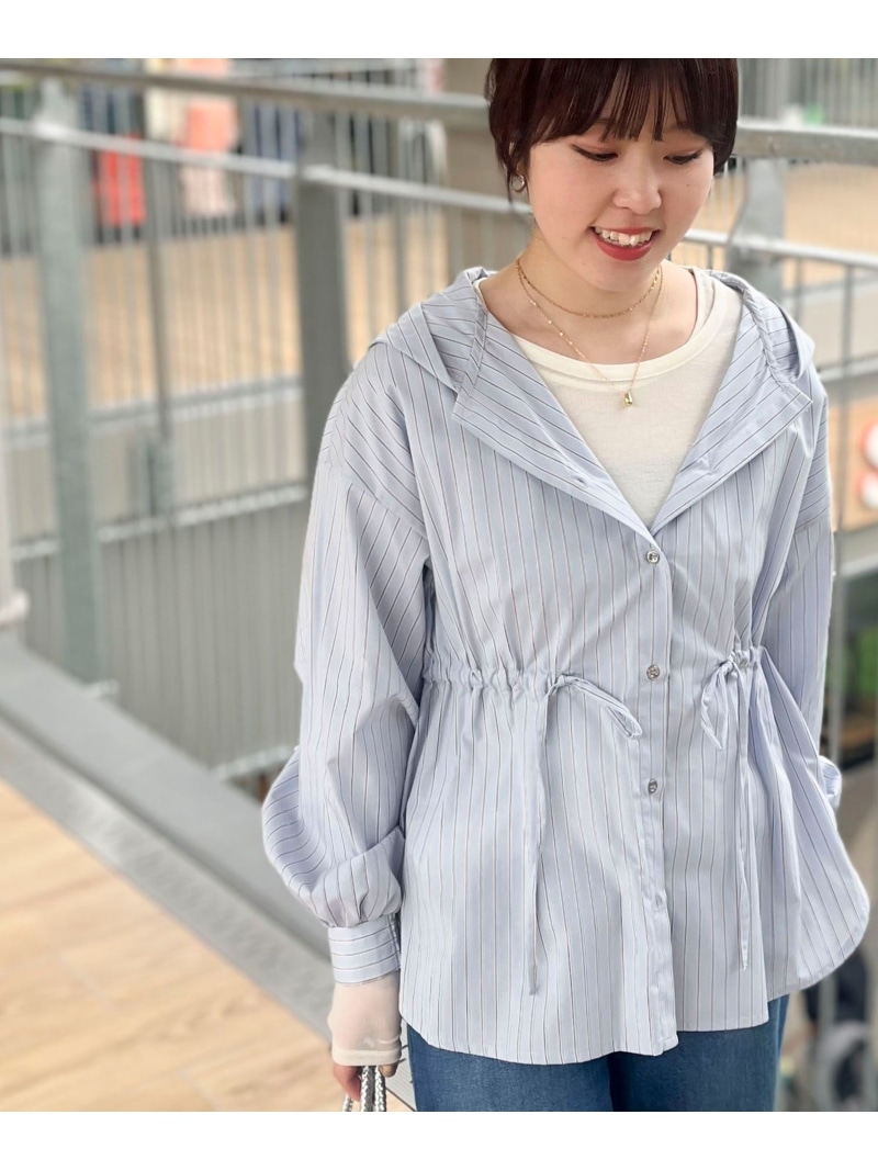 フード付きストライプシャツ MICO COULIER ノーリーズ トップス シャツ・ブラウス ブルー イエロー【送料無料】[ Fashion]