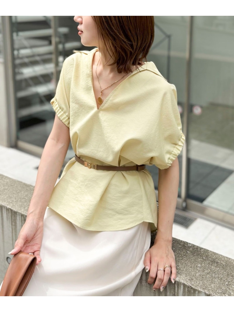 【BEC続きもの】ウォッシャブルオーガンジースキッパーシャツ NOLLEY\u0027S ノーリーズ トップス プルオーバー・トップ 黄色 白いこと【此れから取って置く】*【貨物輸送無料】[ Fashion]