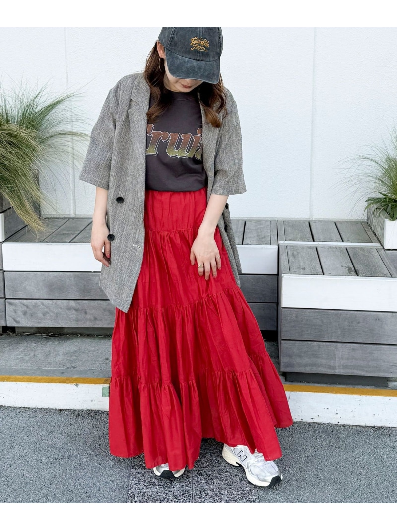 コットンボイルティアードスカート fredy couleur フレディ アンド 奇怪千万はやりっ子 スコート 余分の物のスコート 赤いこと 黒いこと 青み【貨物輸送無料】[ Fashion]