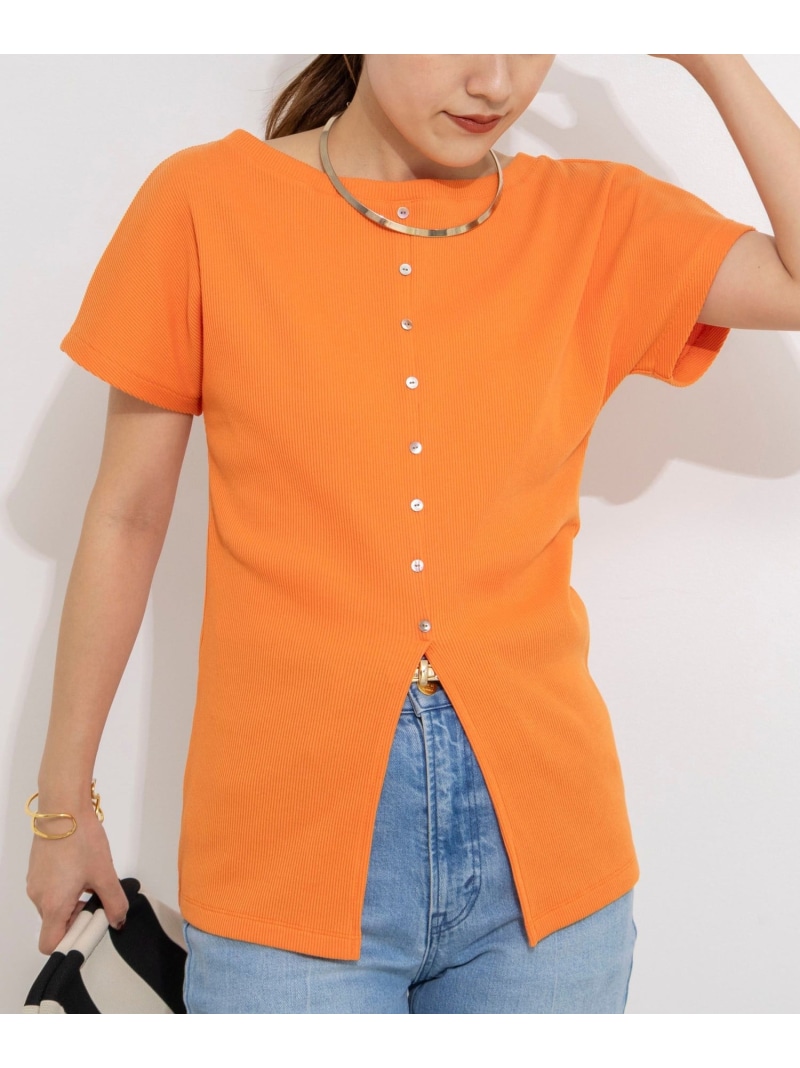 ウォッシャブルスリット2WAYプルオーバー NOLLEY'S ノーリーズ トップス カットソー・Tシャツ オレンジ ブルー ホワイト ブラック【先行予約】*【送料無料】[ Fashion]