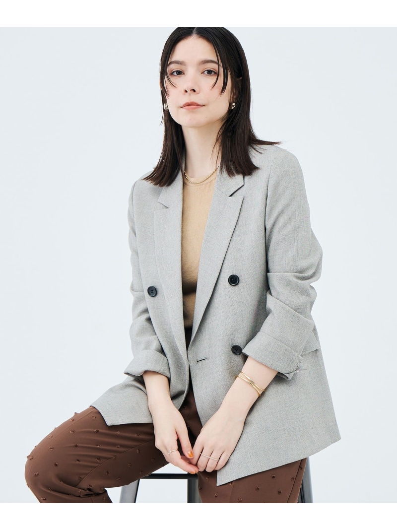 《防シワ》ウォッシャブルメランジドビーダブルジャケット NOLLEY'S ノーリーズ ジャケット・アウター テーラードジャケット・ブレザー ブラウン ベージュ【先行予約】*【送料無料】[ Fashion]｜NOLLEY&rsquo;S ONLINE