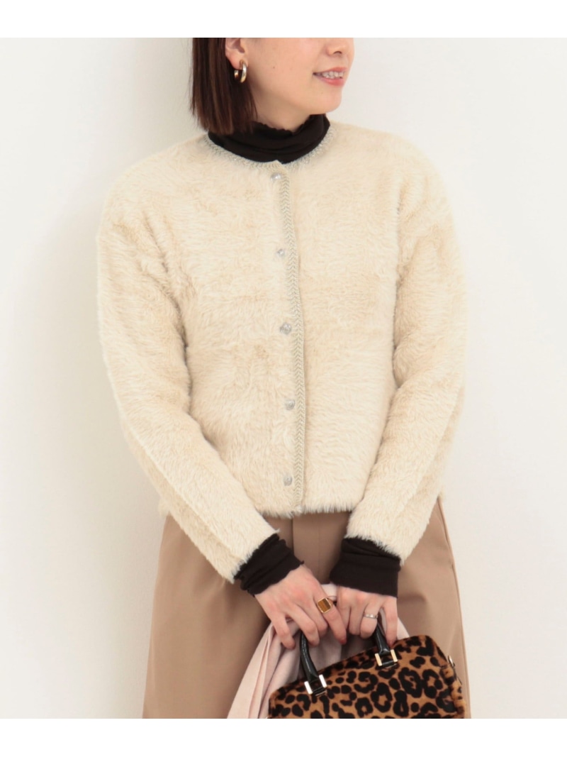 【SALE／30%OFF】フォックスタッチニット カーディガン MICO COULIER ノーリーズ トップス ニット ネイビー ベージュ【RBA_E】【送料無料】[ Fashion]