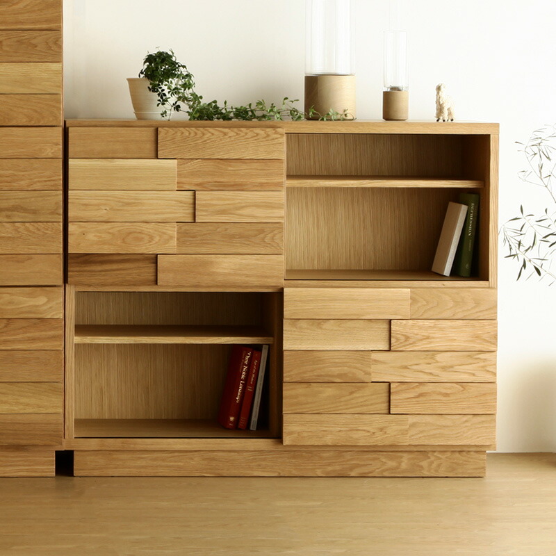 楽天市場】シェルフ 115cm 3段 オーク ブックシェルフ ハイシェルフ