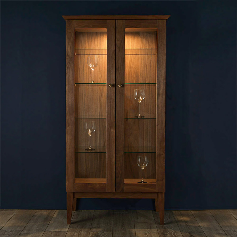 Nolsia Glass Cabinet 75cm Walnut Glass Cabinet Curio Case