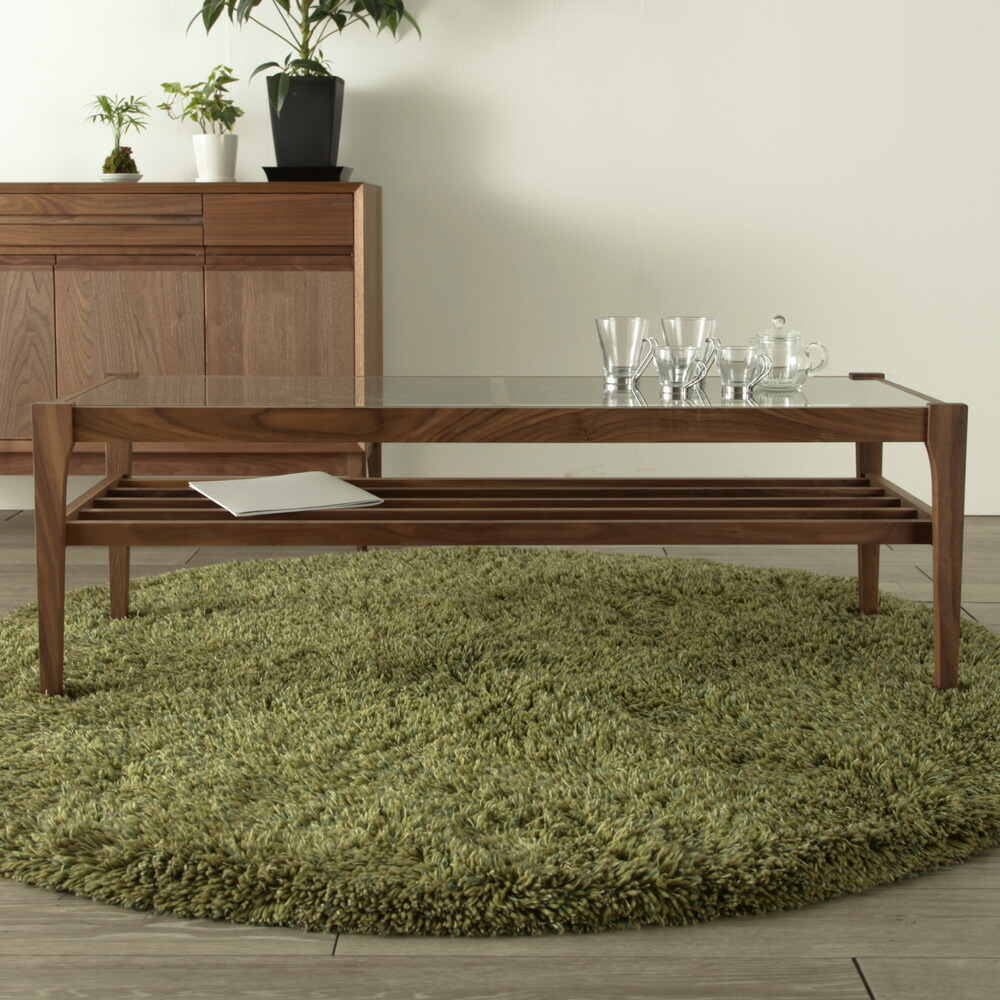 お値下！送料込）モダンガラスセンターテーブル120ローテーブル 木目調