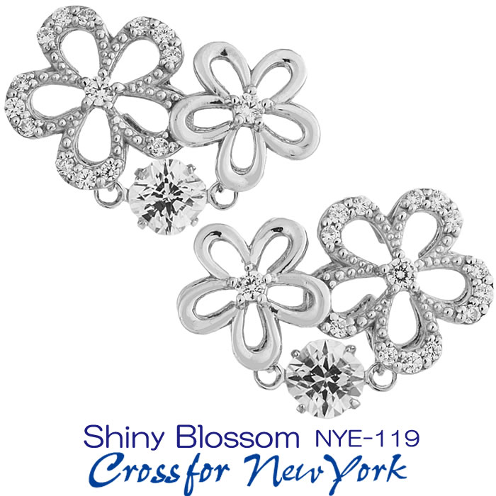 クロスフォーダンシングストーン キュービックジルコニアピアス クロスフォーニューヨーク/Crossfor New York Shiny Blossom NYE-119 正規販売店 ラッピング無料 送料無料 新品・未使用