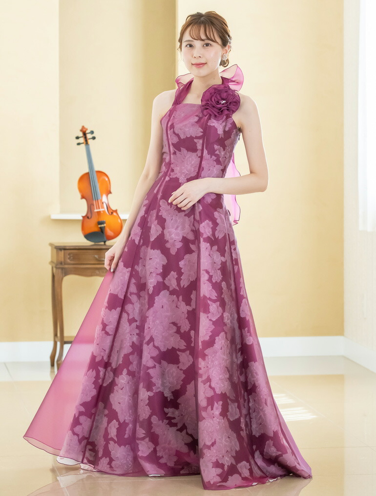 発表会 裾丈カット無料 コンサート 演奏会 日本製 舞台衣装 演奏会用ドレス ピアノ 声楽 Op3593 レディースファッション カラー サイズオーダー対応商品 ステージ衣装 リボン 楽器演奏 他と被らない ドレス 花柄 コサージュ 緑 青 紫 ドレス 演奏会 ロングドレス 演奏