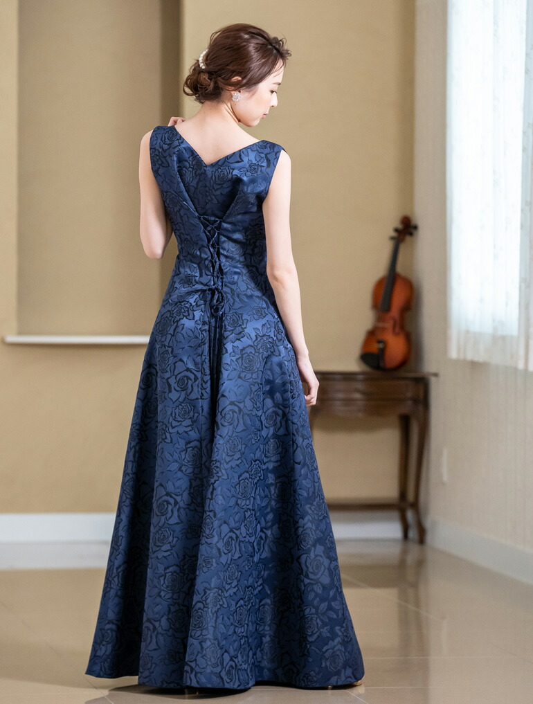 演奏会 ロングドレス 薔薇柄ジャガードのノースリーブ ドレス 演奏会用ドレス 演奏会用ロングドレス 黒 コーラス 衣装 ピアノ 発表会 ワンピース 大人 フォーマル 結婚式 母親 パーティー アフタヌーンドレス ピンク ファッション 大きいサイズ ブルー Op3599 Grupofran