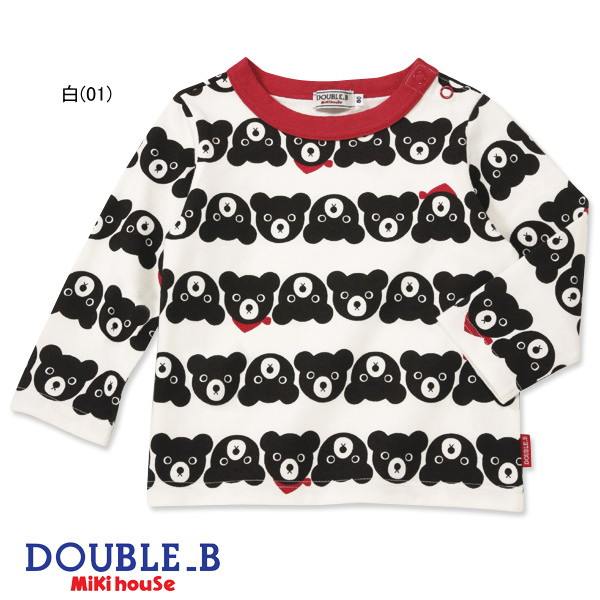 ダブルB ミキハウス Double B by MIKIHOUSE ブラックベア柄長袖Tシャツ 超人気の