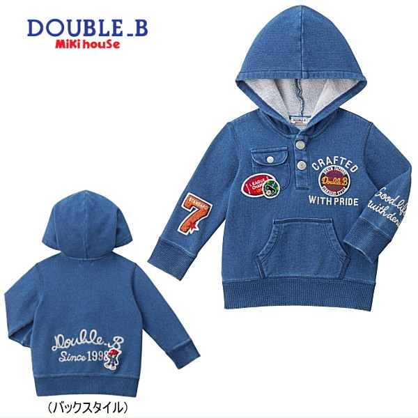 セール50％OFF 半額 ミキハウス ダブルビー MIKIHOUSE Double B ワッペン＆刺繍トレーナー 日本製 キッズ 男の子 アウトレットセール