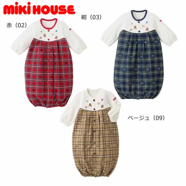 ミキハウス MIKIHOUSE　チェック切替ツーウェイオール 男の子 女の子 日本製 ベビー【メール便可】 17,182円