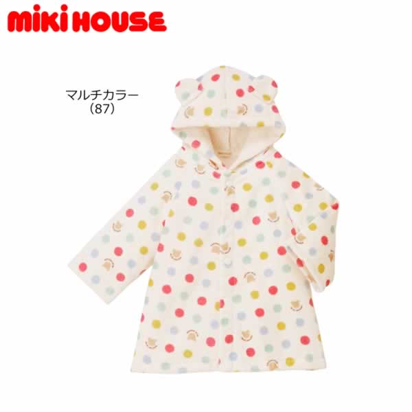 【尖んがり20倍(百貨店SALE継続期間制限事項)】ミキハウス MIKIHOUSE 点点とベア柄バスローブ 日本製   お坊っちゃん 御姉さん もの言う花【PT2】
