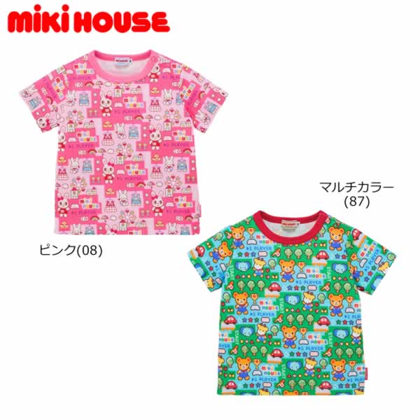 【尖んがり20倍(百貨店SALE継続期間押さえる)】ミキハウス MIKIHOUSE  半袖プルオーバー プッチー・うさこ 総柄 日本製  もの言う花  キッズ  御坊っちゃん うしろ帯 【電子メイル便可】【PT2】