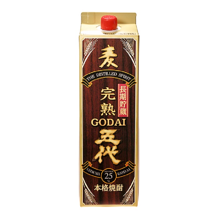 1ケース単位6本入り 麦焼酎 25度五代麦 長期貯蔵酒 パック1.8L 鹿児島県 山元酒造 送料無料