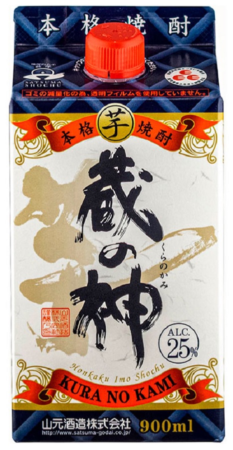 ギフト プレゼント クリスマス 父の日 家飲み 芋焼酎 蔵の神 25度　スリムパック 900ml 2ケース単位12本入り 白麹仕込み 鹿児島県 山元酒造｜おいしく飲呑会