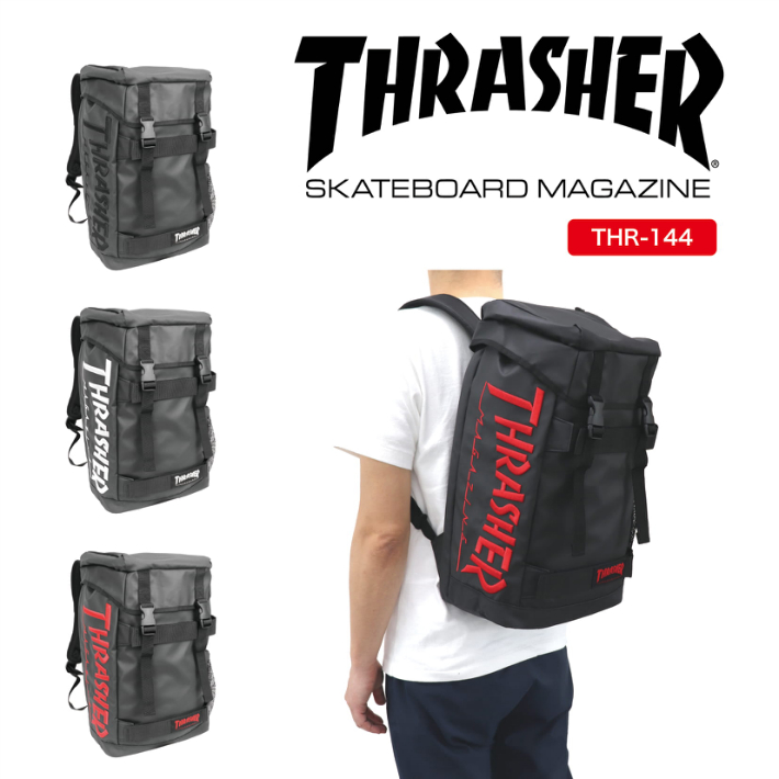 代引き手数料無料 楽天市場 Thrasher スラッシャー バックパック デイパック かぶせリュック フラップバックパック 3d刺繍ロゴ Pc収納 普段使い タウン 通勤 通学 カジュアル アウトドア 旅行 オシャレ 撥水 軽量 ブラック メンズ レディース 男女兼用 中高生 大学生