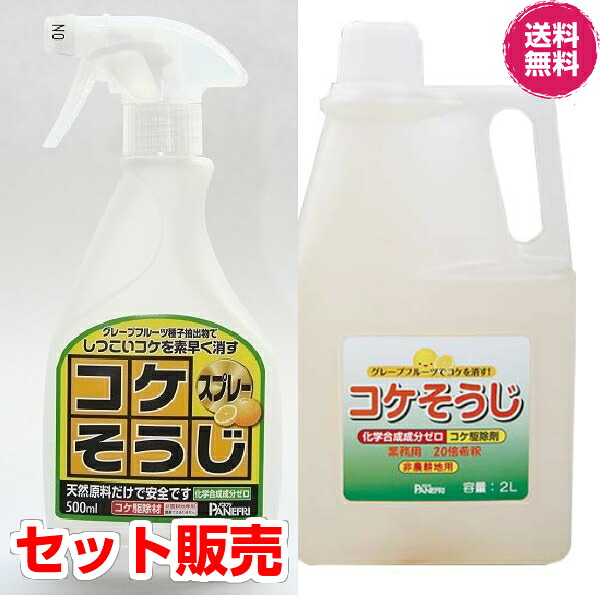 (お得なセット販売) コケそうじスプレー 500ｍｌ＆ コケそうじ業務用濃縮液 2L コケ駆除 退治 コケ 除草剤　 パネフリ工業