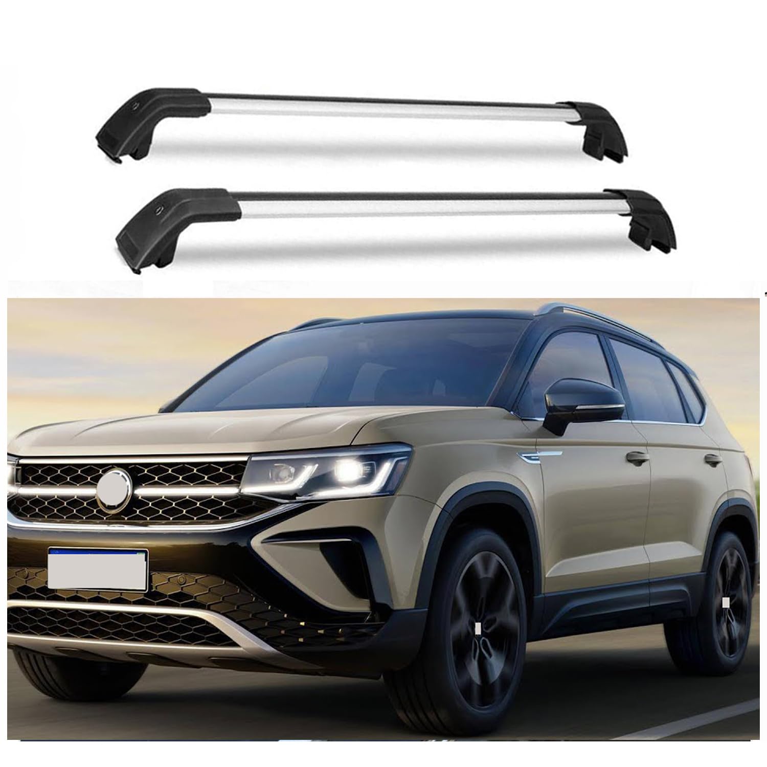 アルミクロスバー ロック可能 クロスバー ルーフレール 荷物ラック 2個 VW Taos 2021-2024対応 シルバー+ブラック｜NonRecord 店 16,083円