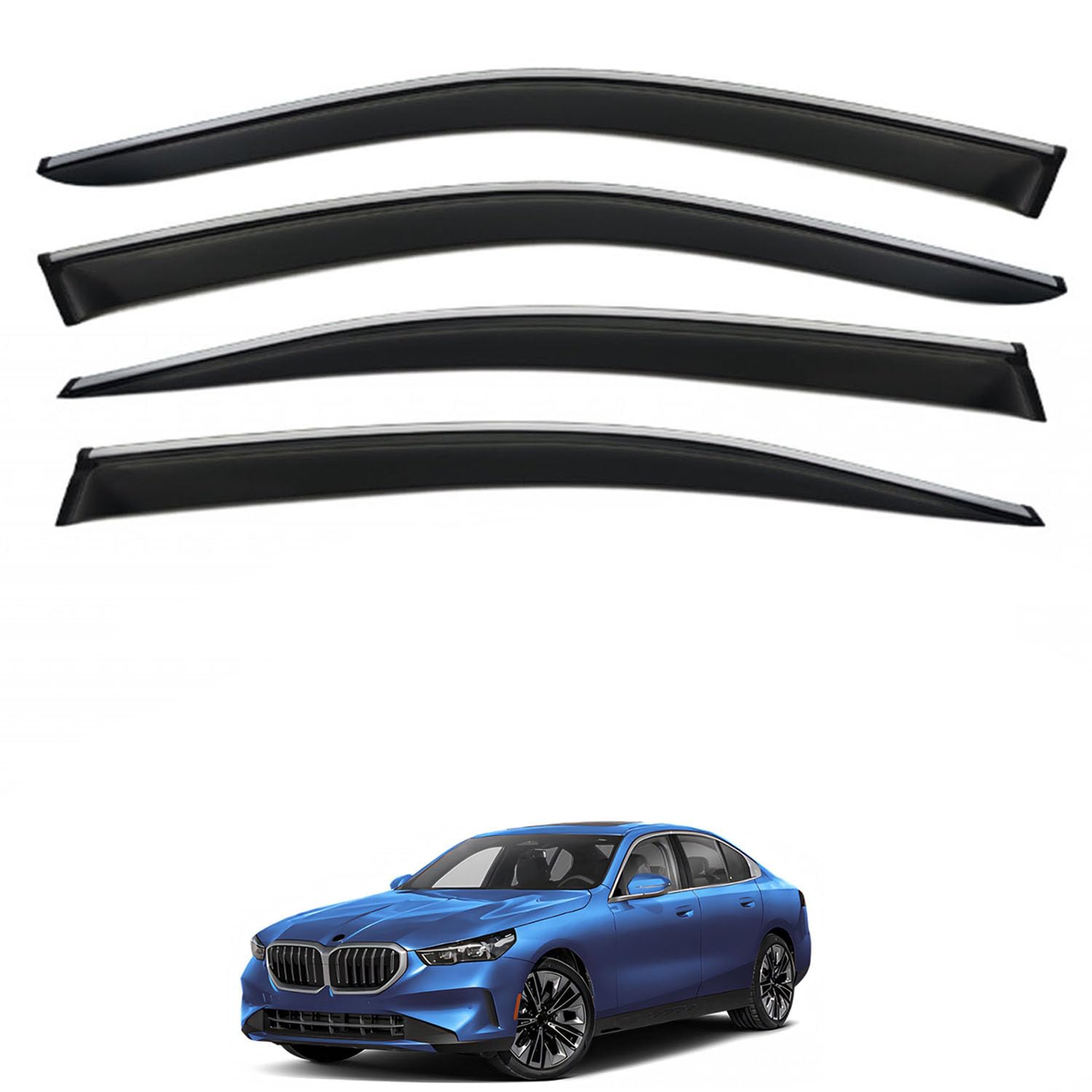 に適用 BMW 5シリーズ セダン G60 2024+ 専用 ドアバイザー 車用レインガード 厳選アクリル製 防雨性 風切り音軽減 カスタムカーパーツ サイドバイザーセット 日よけ対策 通年使用 車外装備品 傷防止 簡単装着 視界を遮らない 結露除去 雨天走行｜NonRecord 店