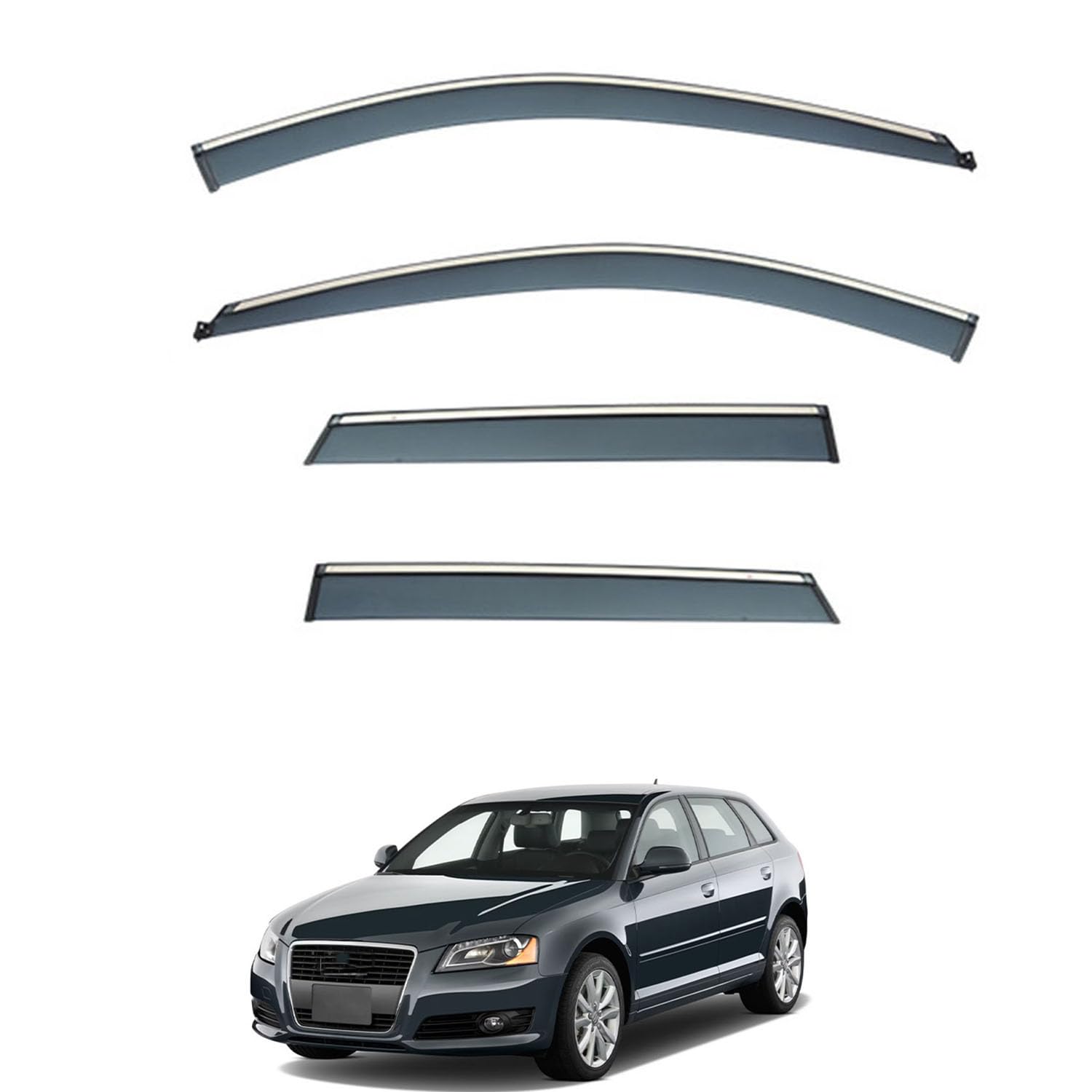 に適用 アウディ A3 スポーツバック 8P 2004-2012 専用 ドアバイザー 車用レインガード 厳選アクリル製 防雨性 風切り音軽減 カスタムカーパーツ サイドバイザーセット 日よけ対策 通年使用 車外装備品 傷防止 簡単装着 視界を遮らない 結露除去 雨天走行｜NonRecord 店