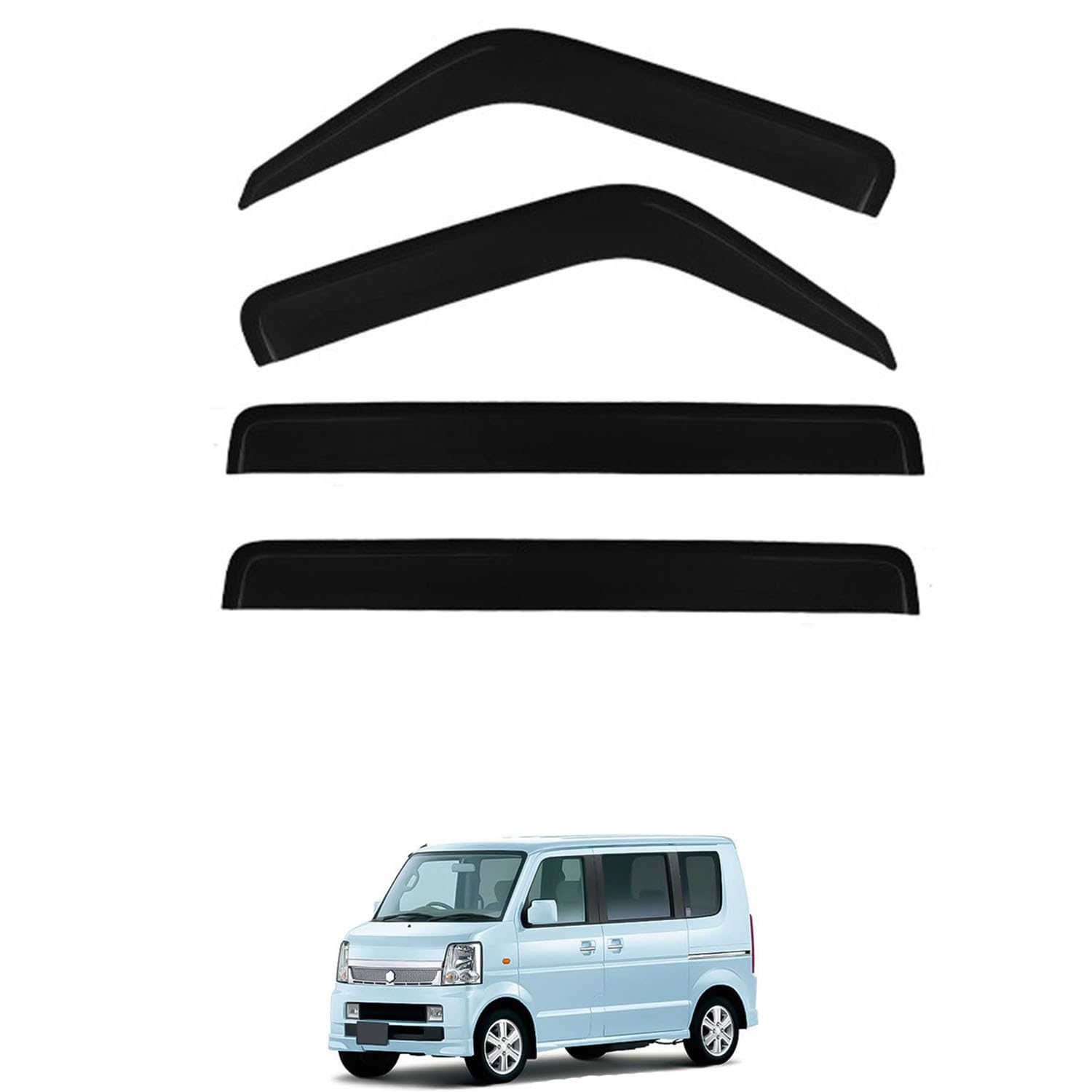 に適用 スズキ エブリイ DA64V 2006-2014 専用 ドアバイザー 車用レインガード 厳選アクリル製 防雨性 風切り音軽減 カスタムカーパーツ サイドバイザーセット 日よけ対策 通年使用 車外装備品 傷防止 簡単装着 視界を遮らない 結露除去 雨天走行｜NonRecord 店