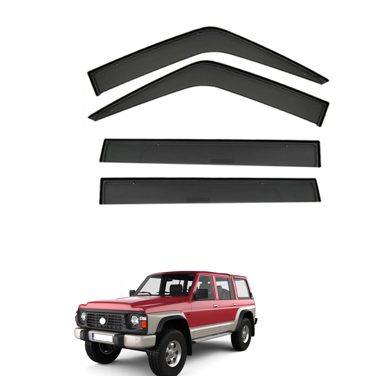 に適用 日産 サファリ Y60 1987-1997+ 専用 ドアバイザー 車用レインガード 厳選アクリル製 防雨性 風切り音軽減 カスタムカーパーツ サイドバイザーセット 日よけ対策 通年使用 車外装備品 傷防止 簡単装着 視界を遮らない 結露除去 雨天走行｜NonRecord 店