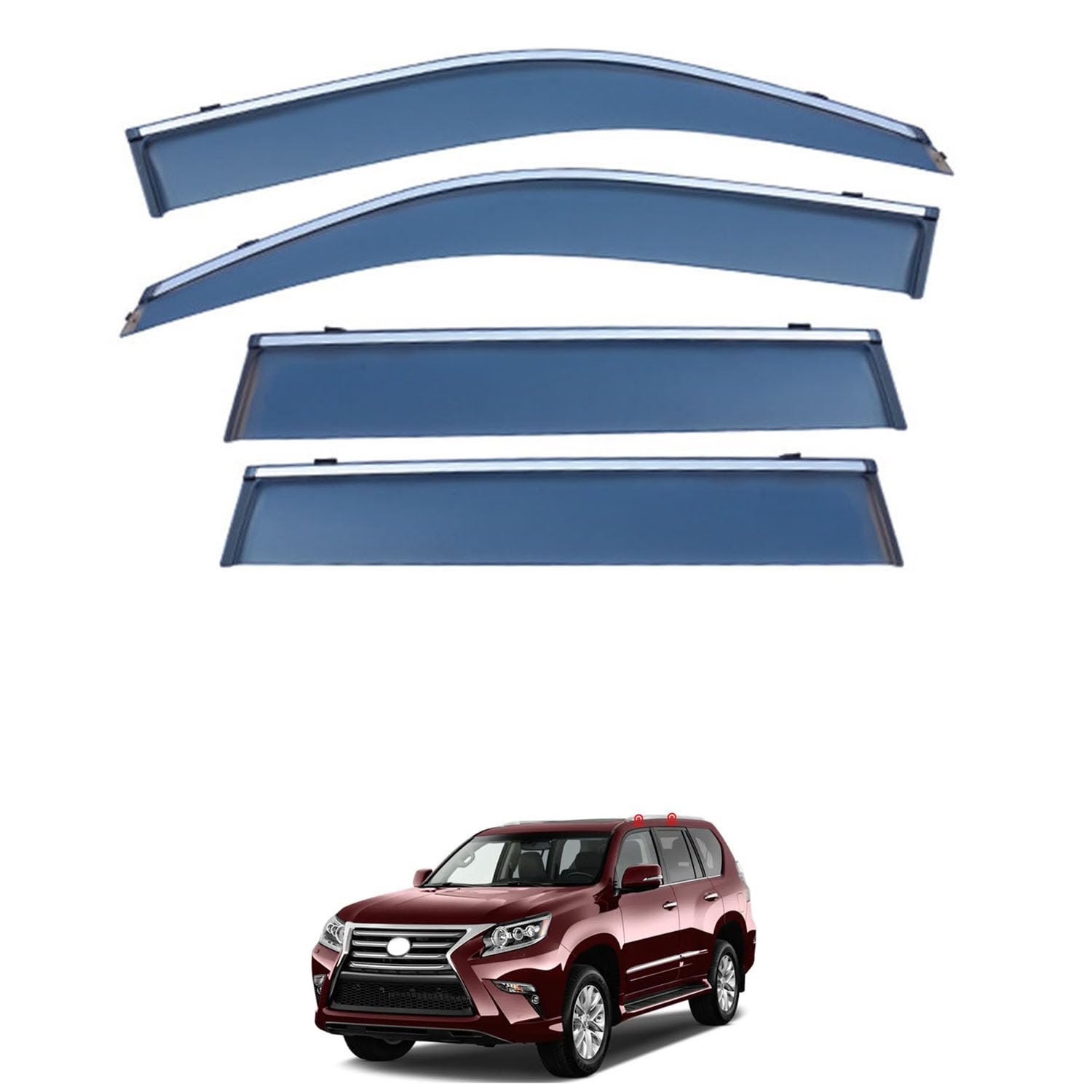 に適用 レクサス GX460/GX400 J150 2010+ 専用 ドアバイザー 車用レインガード 厳選アクリル製 防雨性 風切り音軽減 カスタムカーパーツ サイドバイザーセット 日よけ対策 通年使用 車外装備品 傷防止 簡単装着 視界を遮らない 結露除去 雨天走行｜NonRecord 店