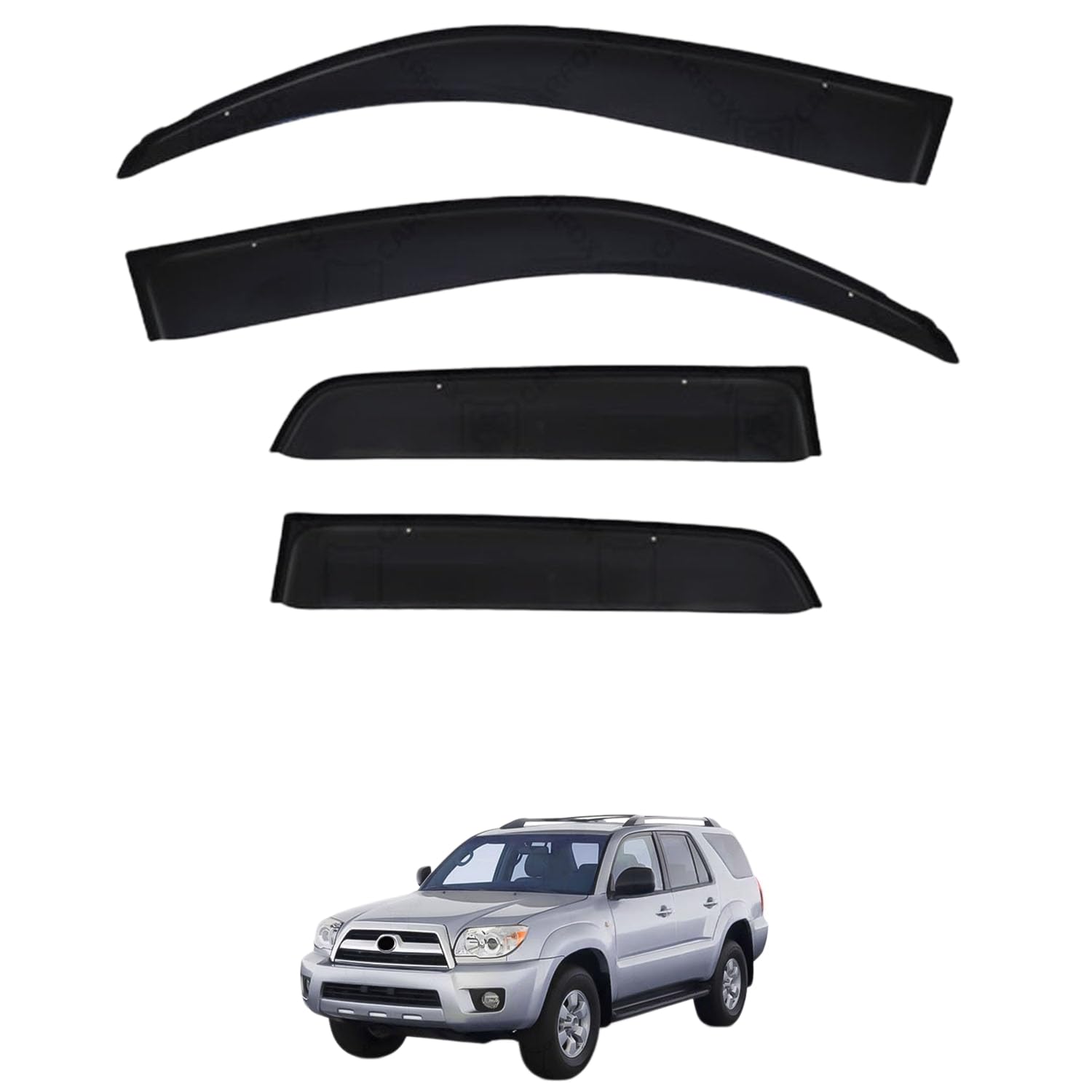 に適用 トヨタ 4ランナー/ハイラックスサーフ N210 2003-2009 専用 ドアバイザー 車用レインガード 厳選アクリル製 防雨性 風切り音軽減 カスタムカーパーツ サイドバイザーセット 日よけ対策 通年使用 車外装備品 傷防止 簡単装着 視界を遮らない 結露除去 雨天走行｜NonRecord 店