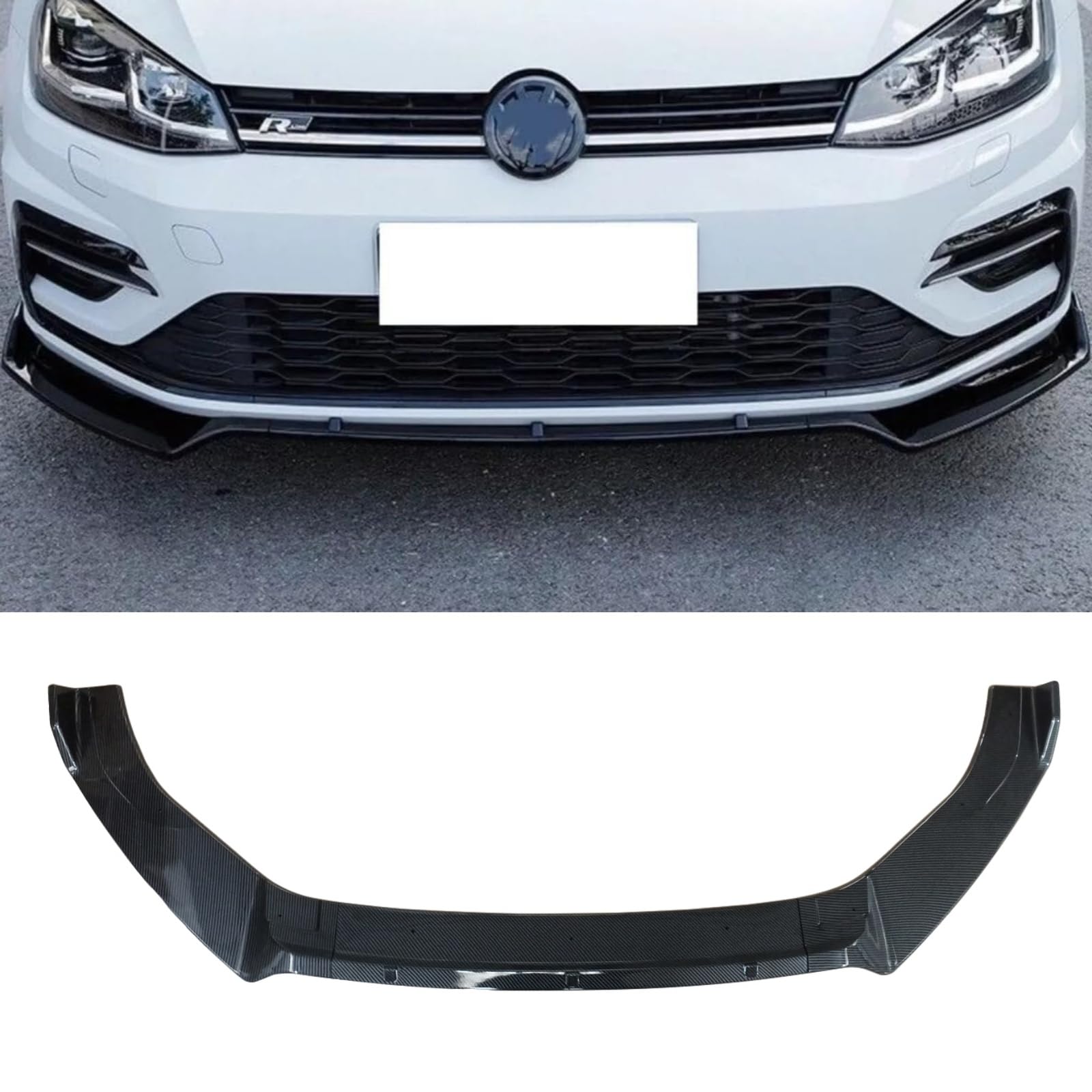 フロントスポイラー 2013-2020 VW ゴルフ 7 GTI GTD Rライン 車種専用 フロントリップ リップスポイラー カーボン調 フロントバンパー フロントスポイラー バンパー ABS製 塗装済み ガーニッシュ エアロパーツ カーアクセサリー｜NonRecord 店
