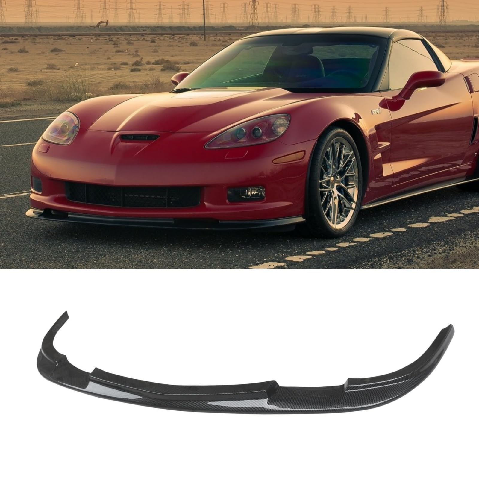 フロントリップ 2005-2013 シボレー コルベット C6 Z06 フロントスプリッター ABS ZR1 スタイル フロントバンパー フロントスポイラー リップスポイラー カーボン調｜NonRecord 店