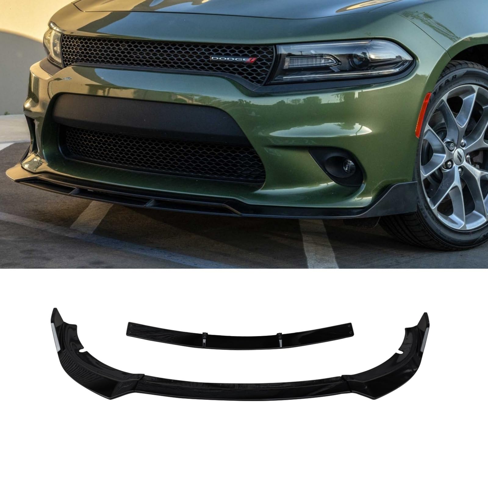 Charger フロントスポイラー 2015-2023 ダッジ チャージャー SRT SXT GT R/T セダン 4ドア V2スタイルABS製 艶あり黒 品質 改装専用 フロントリップ｜NonRecord 店